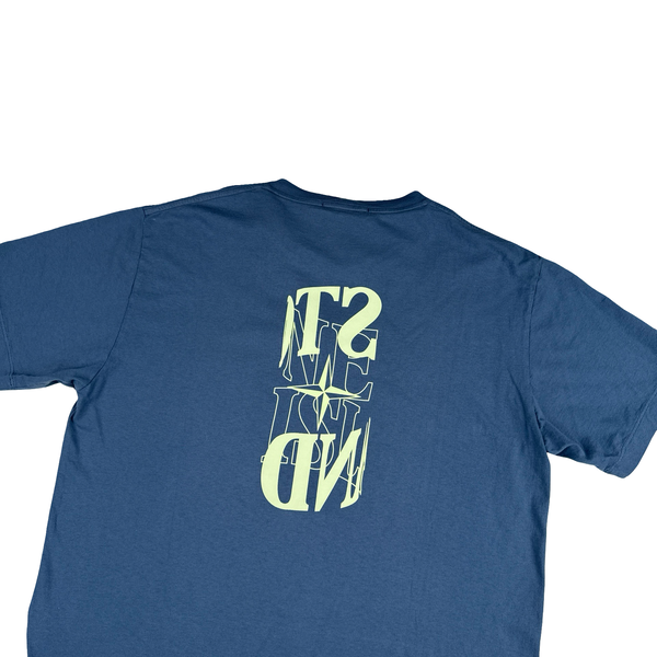 Stone Island 2023 Blue Spellout Graphic T Shirt - XL