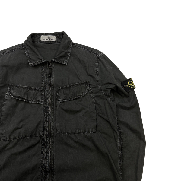 Stone Island 2022 Black Cotton Zipped Overshirt - Medium
