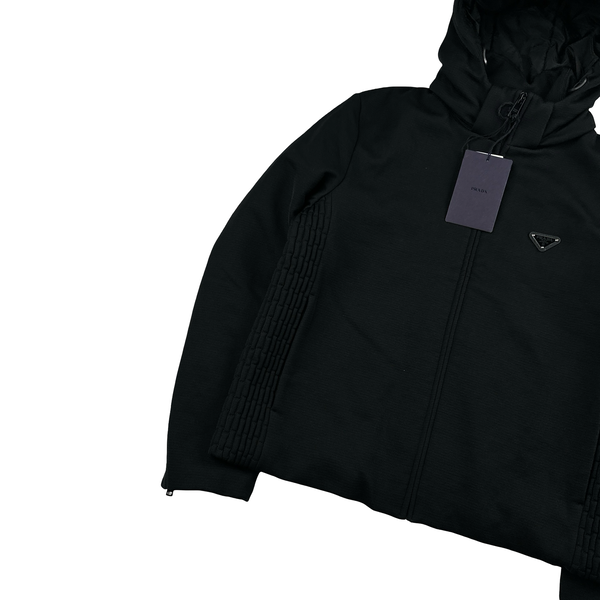 Prada Black Giubbotti Quilted Zipped Triangle Logo Jacket - XL