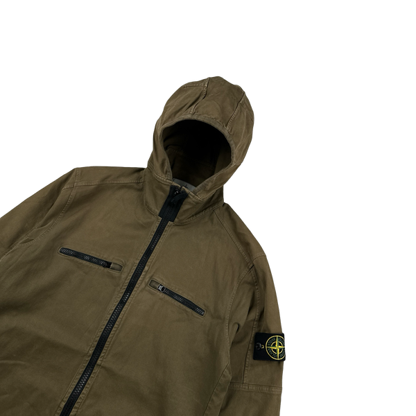 Stone Island 2016 Khaki Thick Cotton Hooded Overshirt - Medium