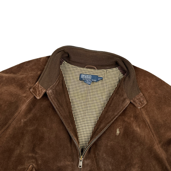Ralph Lauren Brown Heavyweight Suede Bomber Jacket - XL