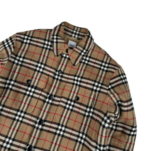 Burberry Nova Check Fleece Lined Buttoned Flannel Jacket - Medium