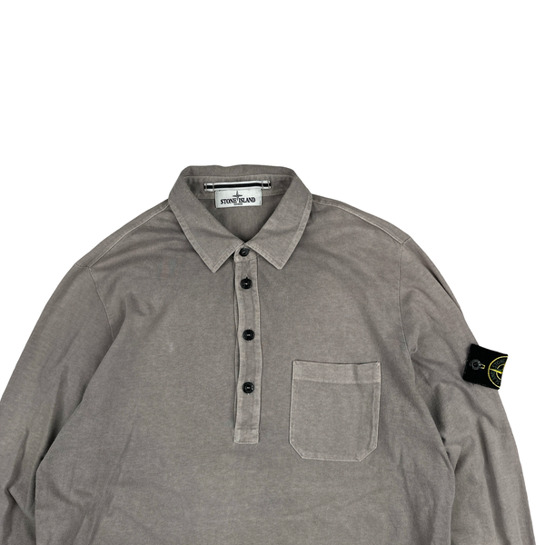 Stone Island Grey Button up Long sleeve Polo Shirt - Large