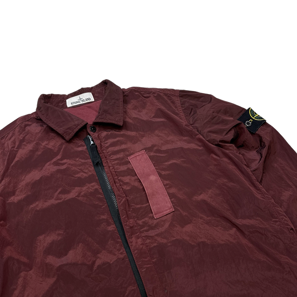 Stone Island 2017 Maroon Nylon Metal Shimmer Overshirt - Large