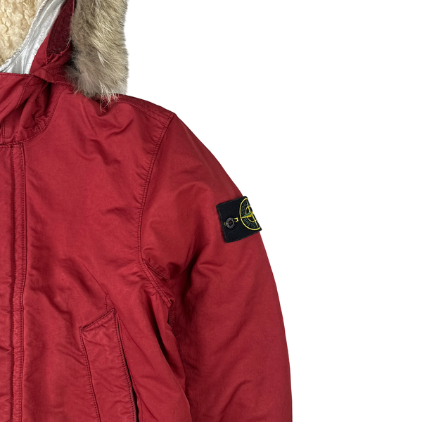 Stone Island 2015 Silver Sherling Liner Coyote Fur Hood David TC Jacket - Small
