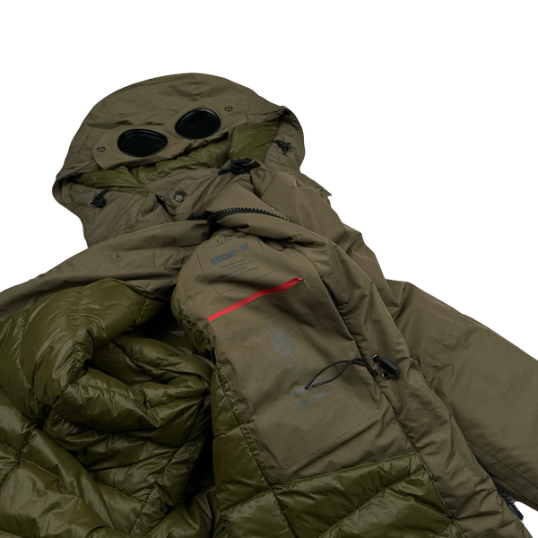 CP Company Khaki Micro M Down Filled Goggle Jacket - Large