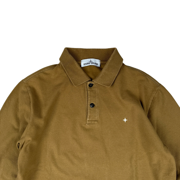 Stone Island 2019 Khaki Stellina Long Sleeve Cotton Polo Shirt - Large