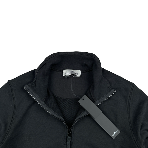 Stone Island 2023 Black Cotton Quarter Zipped Jumper - Small