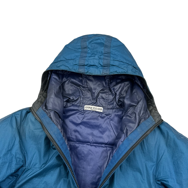 Stone Island 2009 Blue Down Filled Padded Mesh Badge Jacket - Small