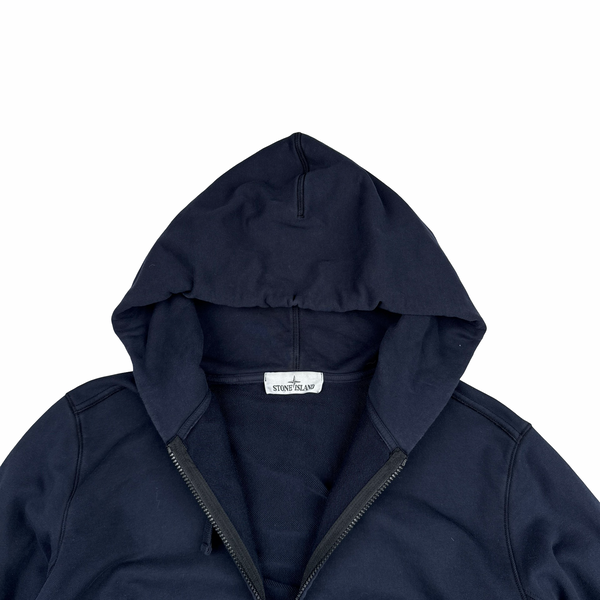Stone Island Navy Cotton Zipped Hoodie - Large