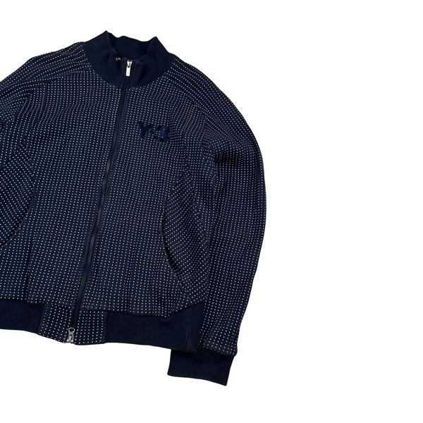 Y-3 Navy Polka Dot Pattern Zip up Cotton Jumper - Large