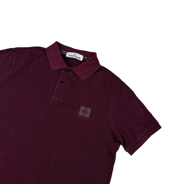 Stone Island Burgundy Cotton Polo Shirt - Large