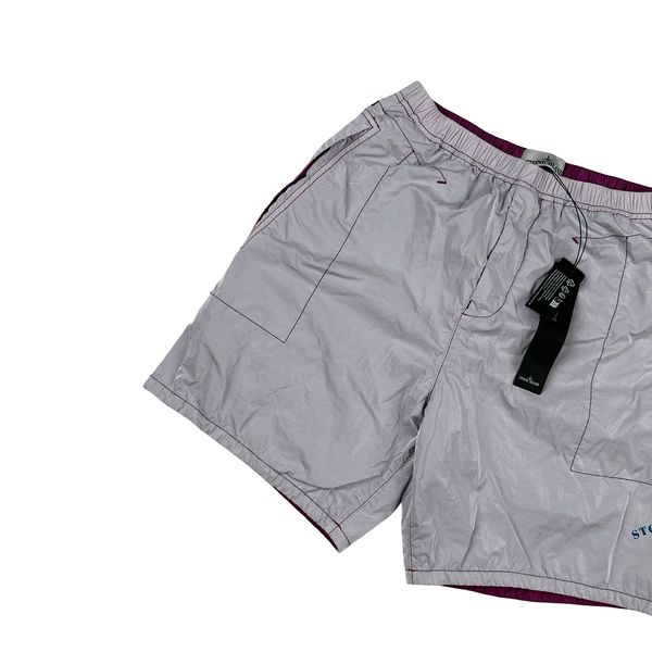 Stone Island 2023 Purple Prismatico Ripstop Reflective Marina Shorts - 30"