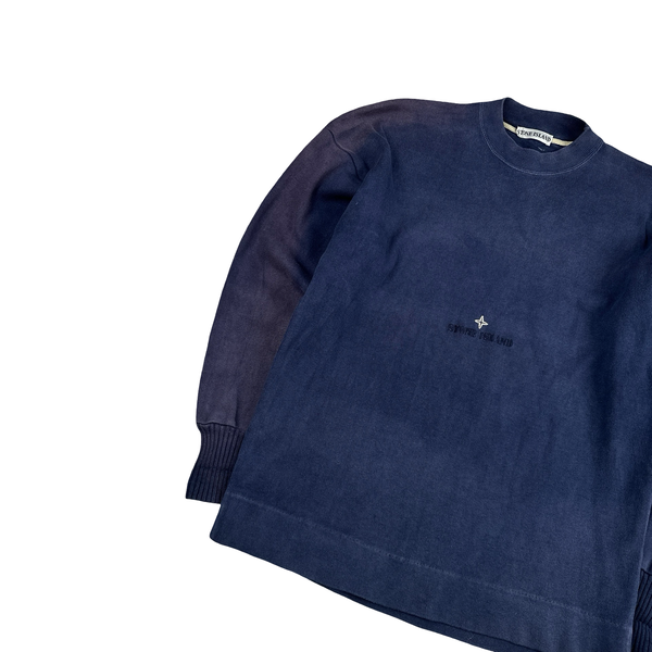 Stone Island 1987 Navy Cotton Spellout Vintage Pullover - XL