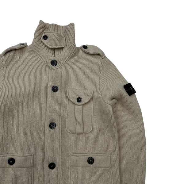 Stone Island 2009 Cream Heavyweight Knitted Cardigan Jumper - XL