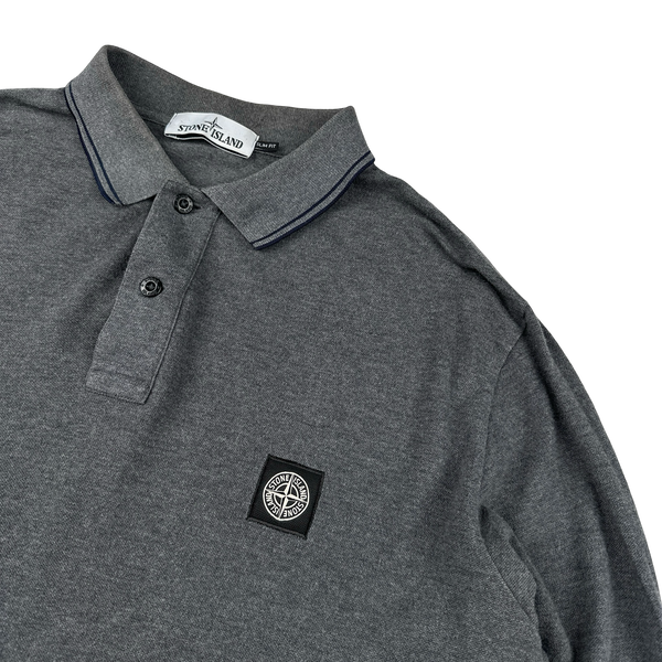 Stone Island Charcoal Long Sleeved Polo Shirt - XXL