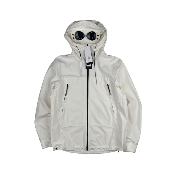 CP Company White Soft Shell R Goggle Hooded Zipped Jacket - 3XL