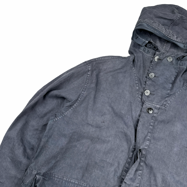 Stone Island 2002 Charcoal Grey Lino Flax Blend Zipped Jacket - XL