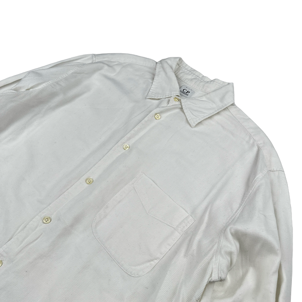 CP Company 1999 White Lino Flax Buttoned Shirt - Medium