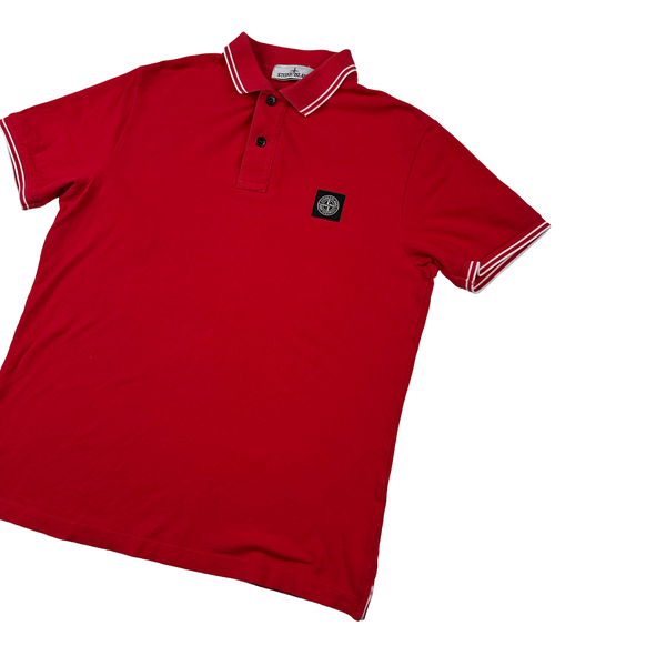Stone Island Red Short Sleeve Polo Shirt - Large