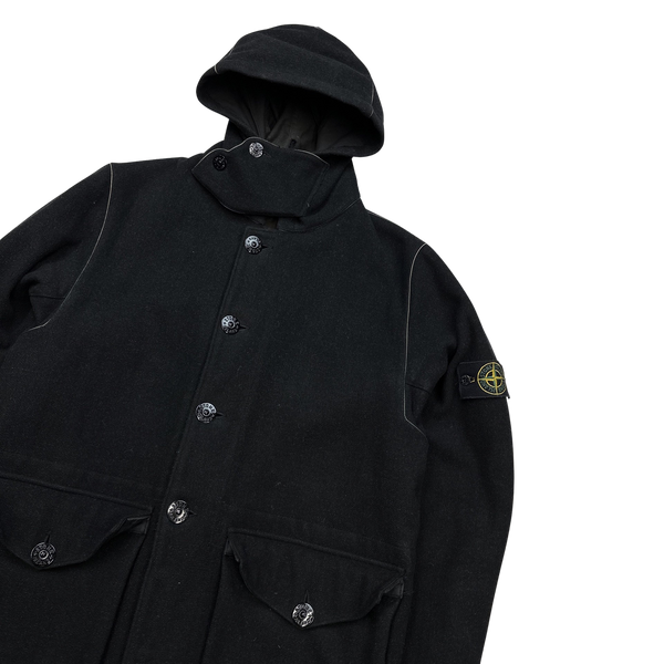 Stone Island 2002 Wool Black Coat - Medium