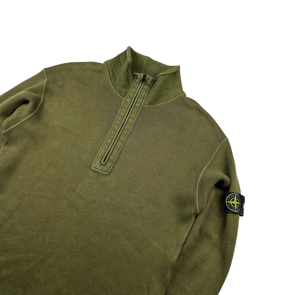 Stone Island 2004 Khaki Cotton High Neck Pullover - Medium