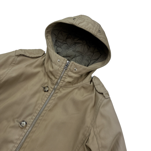 Prada Beige Nylon Blend Hooded Parka Jacket - Small