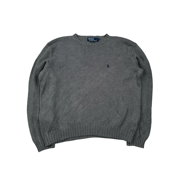 Ralph Lauren Grey Knit Crewneck Jumper - Large