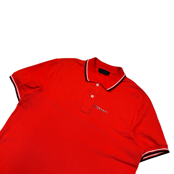 Prada Red Cotton Polo Shirt Large