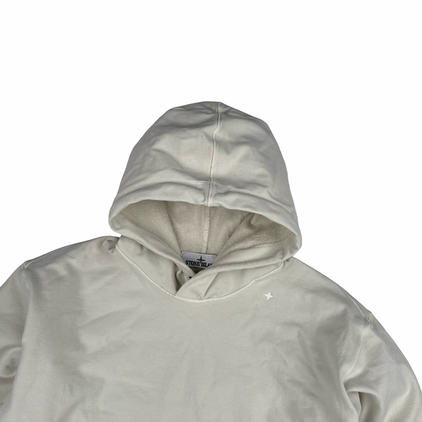 Stone Island 2023 Cream Stellina Compass Thick Hooded Jumper - Large
