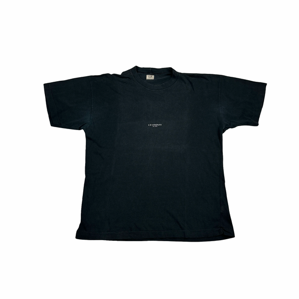 CP Company Vintage Cotton Black Spellout Boxy Fit T Shirt - Small