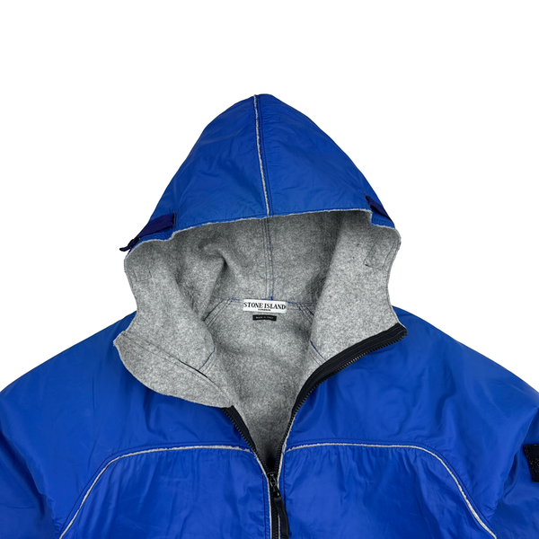 Stone Island 2003 Blue Wool Lined Nylon Shell Jacket - Medium