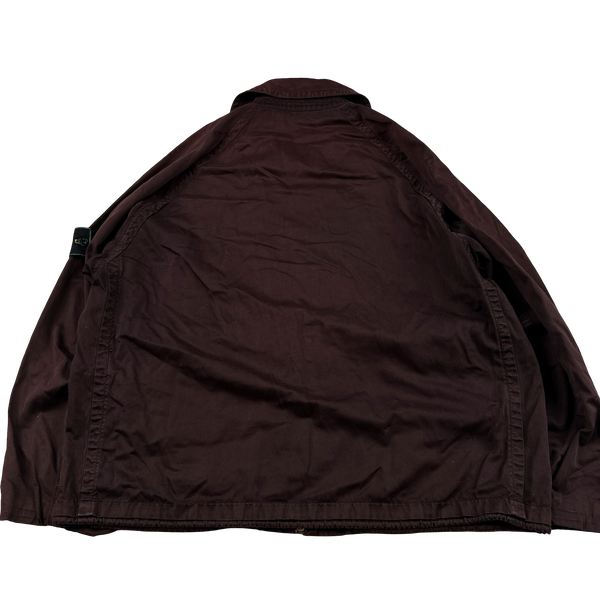 Stone Island 1996 Burgundy Raso Gommato Vintage Jacket - Large