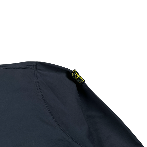 Stone Island 2021 Navy Brushed Cotton Cargo Pullover Overshirt - Small