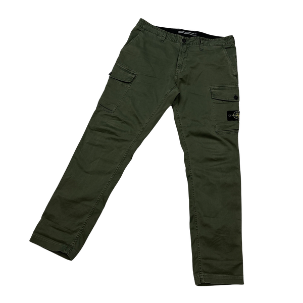 Stone Island 2021 Green Slim Fit Cargo Trousers - 36"
