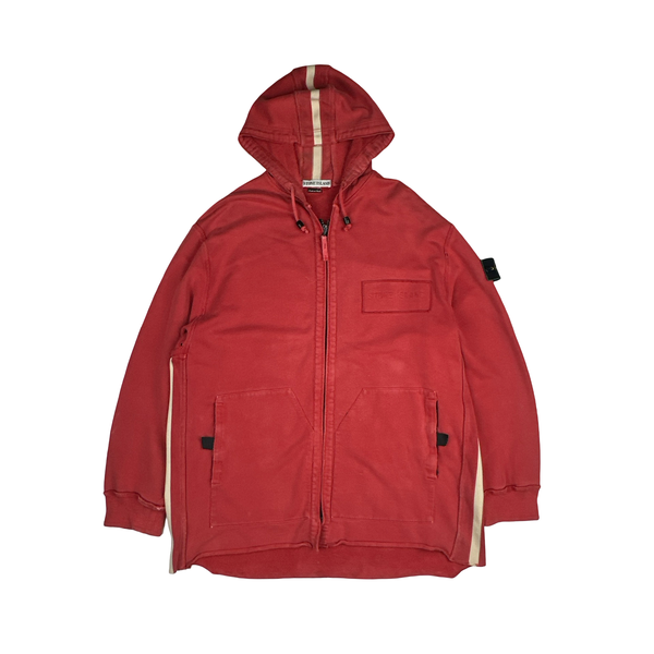 Stone Island 1995 Vintage Red Cotton Hooded Jumper - Large