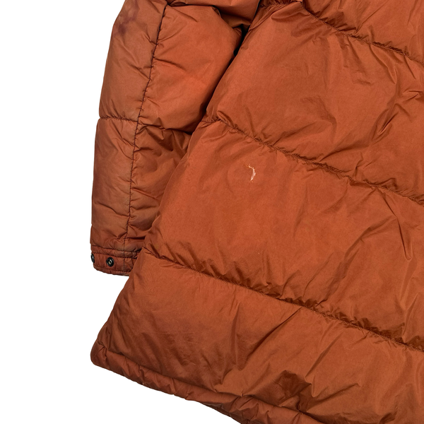 Stone Island 2013 Orange Long Crinkle Down Puffer Jacket - Small