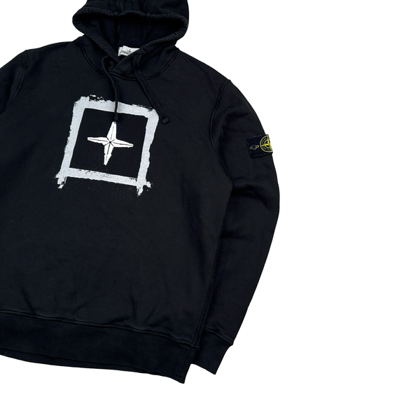 Stone Island 2021 Black Compass Pullover Cotton Hoodie - XL