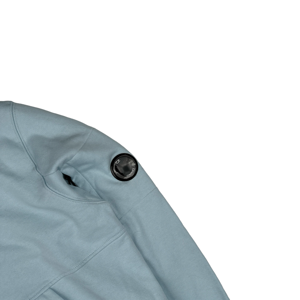 CP Company Baby Blue Cotton Lens Viewer Pullover Hoodie - Small
