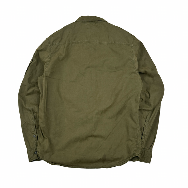 CP Company Khaki Cotton Zipped Overshirt - Medium
