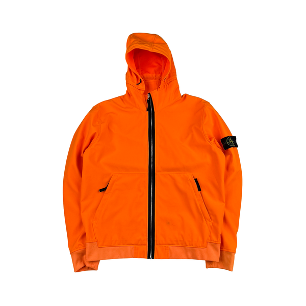 Stone Island 2019 Neon Orange Light Soft Shell R Jacket - Large