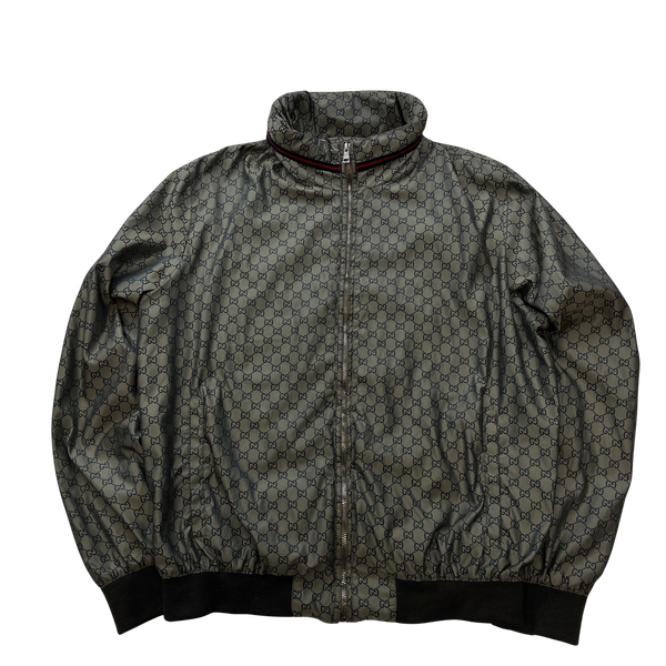 Gucci Monogram Zipped Silk Jersey Lined Jacket - Medium