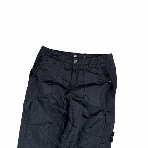 Stone Island Black Seersucker Nylon Rip Stop Cargo Trousers - Medium