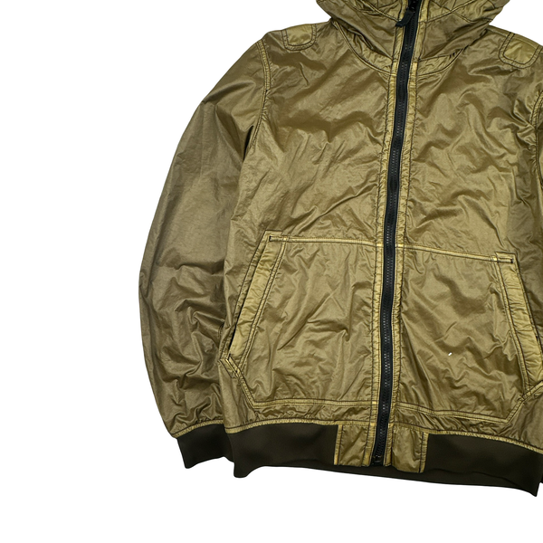 Stone Island 2018 Olive Green Lamy Flock Hooded Jacket - Large