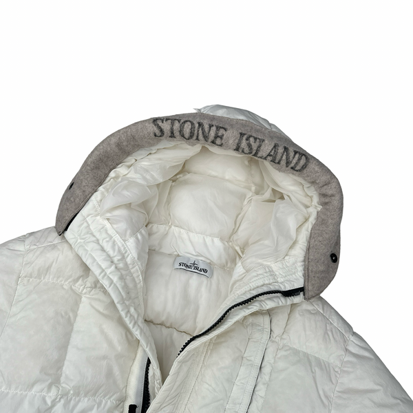 Stone Island 2018 White Long Down Filled Parka Jacket - Large