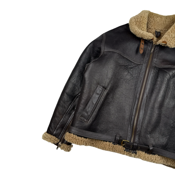 Cirrus Shearling Lined Aviator Pilot Thick Leather Vintage Jacket - XXL