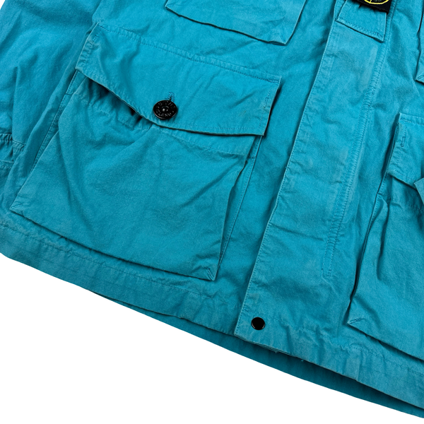 Stone Island 2020 Blue Cotton Cordura Centre Badge Field Jacket - Medium