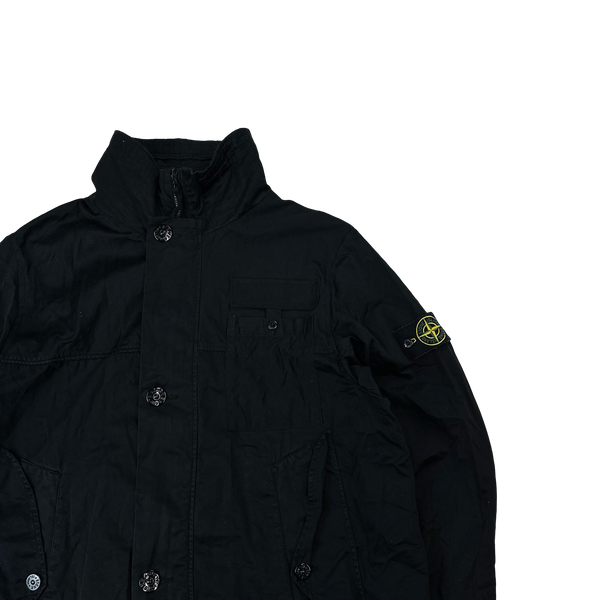 Stone Island 2004 Black Cotton Raso Gommato Jacket - XL
