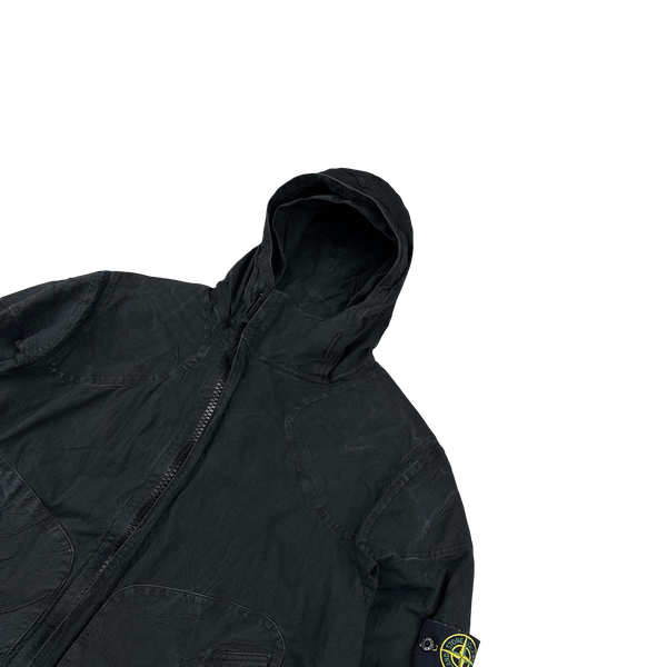 Stone Island 2005 Black Cotton Compact Hooded Jacket - Large