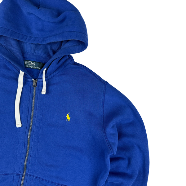 Ralph Lauren Blue Thick Cotton Zipped Hoodie - Medium